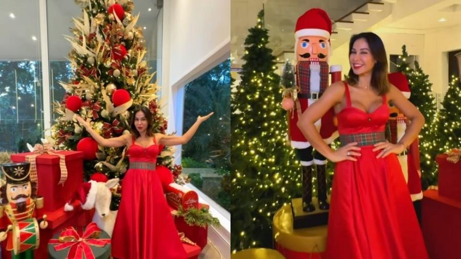 Maíra Cardi exibe decoração de natal luxuosa