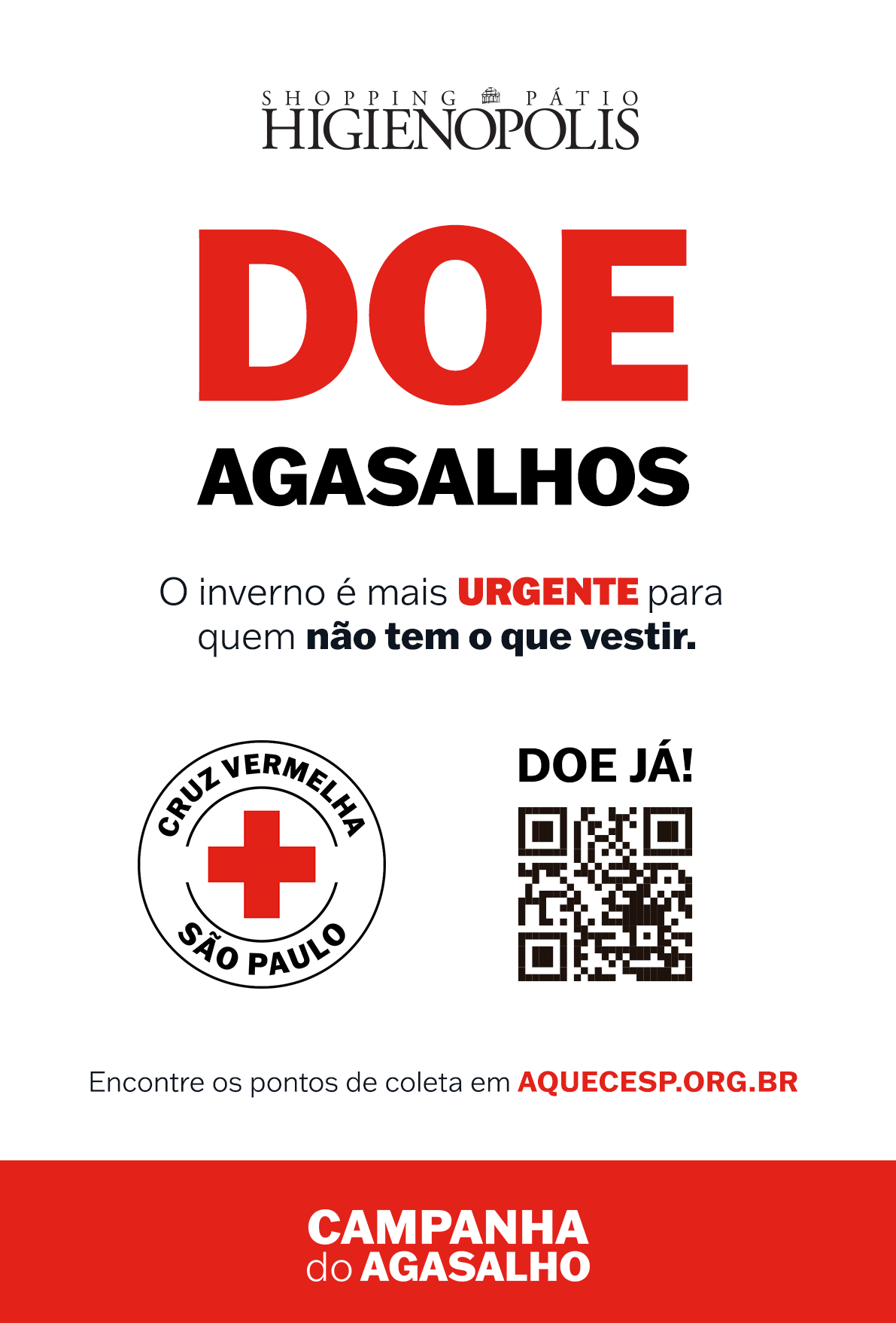 Campanha do Agasalho 2025 tem posto de coleta no Pátio Higienópolis